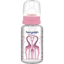 Hanymish Cam Biberon 125 ml Pembe Yumuşak Silikon Emzik Ucu ile Kolay Beslenme