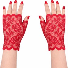 Luord-Store Kırmızı Dantel Parmaksız Kısa Eldiven