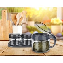 Luord-Store Baharat Seti 3 Adet Kaşıklı Standlı Cam Baharatlık