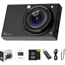 64MP 4K Dijital Fotoğraf Makinesi - 28X Zum & Güzellik Filtreleri - 32GB Sd Kart Hediye - Siyah