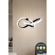 Lzy Avize Store Kar Çiçeği Siyah Sarkıt  Avize 3 Renkli Led– Modern Salon, Mutfak, Çocuk Odası ve Antre Aydınlatma