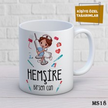 Birsence Kişiye Özel Meslek Temalı Kupa | Isimli & Fotoğraflı Premium Hediye Bardak Hemşire