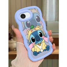 HONTINGA iPhone 17E Uyumlu Kılıfı Düşüme Önleyici Basitlik Anti Düşme Darbeye Dayanıklı Basit Mavi Yumuşak Silikon Telefon Kılıfı Stitch Desen K9-0092