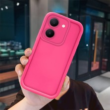 Ucuc Vivo Y27 5G/Y27S Uyumlu Pembe Kırmızı Silikon Kılıf Darbeye Dayanıklı Kamera Koruma