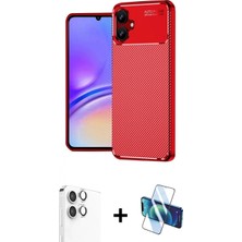 Marsilyan™- Galaxy A06 Kılıf Eksen Form Prime - Siyah 3D Antistatik Seramik Nano Ekran Koruyucu + Gümüş Raze Metal Kamera Lens