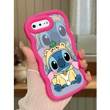 HONTINGA iPhone 7 Plus Uyumlu Kılıfı Düşüme Önleyici Basitlik Anti Düşme Darbeye Dayanıklı Basit Kırmızı Yumuşak Silikon Telefon Kılıfı Stitch Desen K9-0092