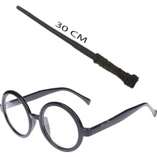 Luord-Store Harry Potter Asası 30 cm Siyah Çerçeveli Harry Potter Gözlüğü Seti