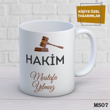 Birsence Kişiye Özel Meslek Temalı Kupa | Isimli & Fotoğraflı Premium Hediye Bardak Hakim