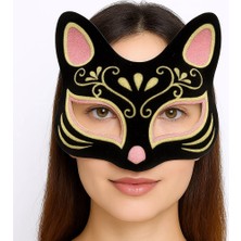 Luord-Store Siyah Renk Süet Kaplama Üzeri Pembe Sarı Simli Maskesi 17X14 cm