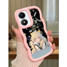 HONTINGA Vivo Y02S Uyumlu Kılıfı Düşüme Önleyici Basitlik Anti Düşme Darbeye Dayanıklı Basit Pembe Yumuşak Silikon Telefon Kılıfı Güzel Kız Desen K9-0088