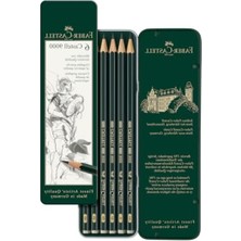 Cekar Store Faber-Castell 9000 Dereceli Kurşun Kalem Seti, 6’lı, Metal Kutu, Hb-B-2b-4b-6b-8b, Teknik Çizim ve Eskiz Için, Dayanıklı Uç, Naturel Siyah