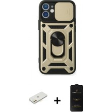Marsilyan™- iPhone 11 Kılıf Ahenk Klasik - Siyah 6d Antistatik Mat Seramik Hayalet Nano Ekran Koruyucu + Turuncu Renkli Kamera Lens Koruma Cam