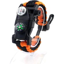 Luord-Store Pusula Fenerli Yüksek Desibel Düdüklü Hayatta Kalma Kamp Bilekliği - Turuncu