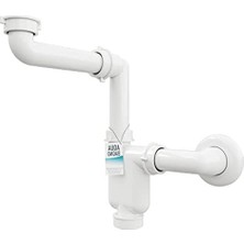 Cekar Store Yer Tasarruflu Sifon Lavabo - Mobilya Sifonu - Yerden Tasarruf Sağlayan Sifon - Düz Gider - Banyo - Esnek Ayarlanabilir - G 1 1/4 Inç - DN32