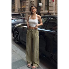 Kadın Keten Bol Kesim Palazzo Pantolon