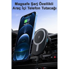 Tech&bello accessories Magssafe Şarj Özellikli 15W Klipsli Araç Içi Telefon Tutucu Iphone Android Tam Uyumlu