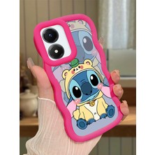 HONTINGA Vivo Y02S Uyumlu Kılıfı Düşüme Önleyici Basitlik Anti Düşme Darbeye Dayanıklı Basit Kırmızı Yumuşak Silikon Telefon Kılıfı Stitch Desen K9-0092