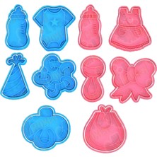 Hobist Baby Shower Marakas Papyon Elbise Biberon Kurabiye Kalıbı ve Şeker Hamuru Kalıbı