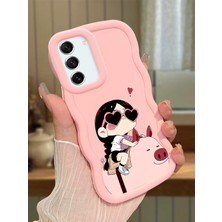 Ucuc Samsung Galaxy S21 Fe Uyumlu Pembe Silikon Kılıf Kamera Korumalı Darbe Emici Tasarım Şık Baskı Kılıf