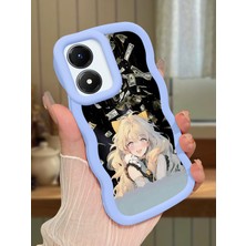 HONTINGA Vivo Y02S Uyumlu Kılıfı Düşüme Önleyici Basitlik Anti Düşme Darbeye Dayanıklı Basit Mavi Yumuşak Silikon Telefon Kılıfı Güzel Kız Desen K9-0088