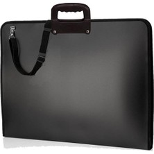 Cekar Store Siyah Resim Çantası Fermuarlı Kulplu 37X54 cm 1 Adet Teknik Resim Dosya Çantası 35X50 cm Askılı Proje Çantası Okul Sınıf