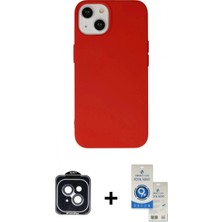 Marsilyan™- iPhone 14 Kılıf Ahenk Serisi - Şeffaf Royal Nano Ekran Koruyucu + Siyah Pvd Metal Kamera Lens
