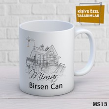 Birsence Kişiye Özel Meslek Temalı Kupa | Isimli & Fotoğraflı Premium Hediye Bardak Mimar