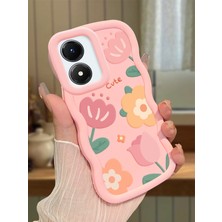 Ucuc Vivo Y02S Uyumlu Pembe Silikon Kılıf Kamera Korumalı Darbe Emici Tasarım Şık Baskı Kılıf