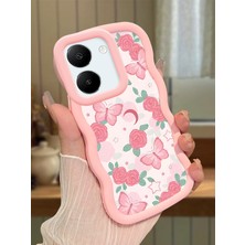 HONTINGA Vivo Y27S Uyumlu Kılıfı Düşüme Önleyici Basitlik Anti Düşme Darbeye Dayanıklı Basit Pembe Yumuşak Silikon Telefon Kılıfı Çiçek Desen K9-0087