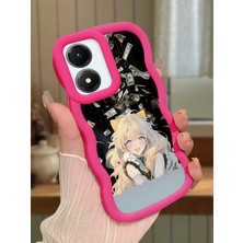 HONTINGA Vivo Y02S Uyumlu Kılıfı Düşüme Önleyici Basitlik Anti Düşme Darbeye Dayanıklı Basit Kırmızı Yumuşak Silikon Telefon Kılıfı Güzel Kız Desen K9-0088