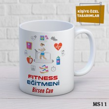 Birsence Kişiye Özel Meslek Temalı Kupa | Isimli & Fotoğraflı Premium Hediye Bardak Fitness Eğitmeni