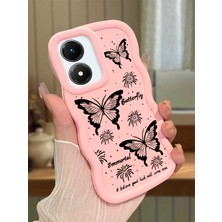 Ucuc Vivo Y02S Uyumlu Pembe Silikon Kılıf Kamera Korumalı Darbe Emici Tasarım Şık Baskı Kılıf
