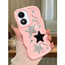 Ucuc Vivo Y02S Uyumlu Pembe Silikon Kılıf Kamera Korumalı Darbe Emici Tasarım Şık Baskı Kılıf