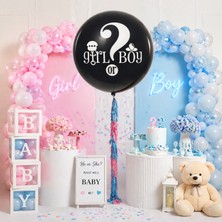 Dizayn Parti Evi Dzyn Cinsiyet Belirleme Balonu Büyük Boy Gender Reveal Siyah Sürpriz Balon Girl Or Boy Parti Aksesuarı