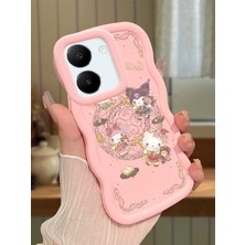 HONTINGA Vivo Y27S Uyumlu Kılıfı Düşüme Önleyici Basitlik Anti Düşme Darbeye Dayanıklı Basit Pembe Yumuşak Silikon Telefon Kılıfı Kitty Desen K9-0089