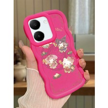 HONTINGA Vivo Y27S Uyumlu Kılıfı Düşüme Önleyici Basitlik Anti Düşme Darbeye Dayanıklı Basit Kırmızı Yumuşak Silikon Telefon Kılıfı Kitty Desen K9-0089