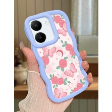 HONTINGA Vivo Y27S Uyumlu Kılıfı Düşüme Önleyici Basitlik Anti Düşme Darbeye Dayanıklı Basit Mavi Yumuşak Silikon Telefon Kılıfı Çiçek Desen K9-0087