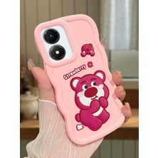 Ucuc Vivo Y02S Uyumlu Pembe Silikon Kılıf Kamera Korumalı Darbe Emici Tasarım Şık Baskı Kılıf