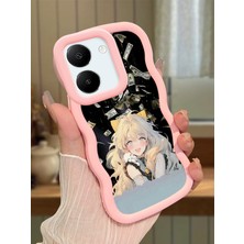 HONTINGA Vivo Y27S Uyumlu Kılıfı Düşüme Önleyici Basitlik Anti Düşme Darbeye Dayanıklı Basit Pembe Yumuşak Silikon Telefon Kılıfı Güzel Kız Desen K9-0088