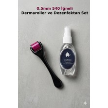 Elamour - Dezenfektan Hediyeli - Titanyum Uçlu 540 Iğneli Derma Roller 0,5 mm Saç Cilt Yüz Vücut Yenileme -