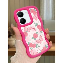 HONTINGA Vivo Y27S Uyumlu Kılıfı Düşüme Önleyici Basitlik Anti Düşme Darbeye Dayanıklı Basit Kırmızı Yumuşak Silikon Telefon Kılıfı Çiçek Desen K9-0087