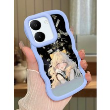 HONTINGA Vivo Y27S Uyumlu Kılıfı Düşüme Önleyici Basitlik Anti Düşme Darbeye Dayanıklı Basit Mavi Yumuşak Silikon Telefon Kılıfı Güzel Kız Desen K9-0088