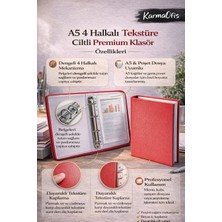 Karmaofis A5 4 Halkalı Klasör Kırmızı Tekstüre Ciltli Premium Sunum Menü ve Arşiv Dosyası
