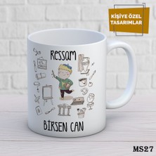 Birsence Kişiye Özel Meslek Temalı Kupa | Isimli & Fotoğraflı Premium Hediye Bardak Ressam