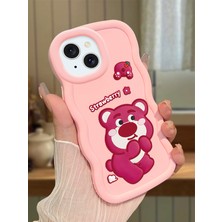 Ucuc iPhone 13/14 Uyumlu Pembe Silikon Kılıf Kamera Korumalı Darbe Emici Tasarım Şık Baskı Kılıf