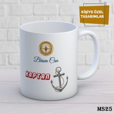 Birsence Kişiye Özel Meslek Temalı Kupa | Isimli & Fotoğraflı Premium Hediye Bardak Kaptan