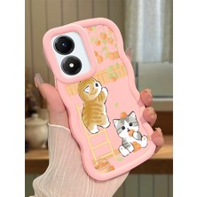 Ucuc Vivo Y02S Uyumlu Pembe Silikon Kılıf Kamera Korumalı Darbe Emici Tasarım Şık Baskı Kılıf