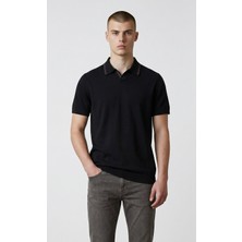 Erkek Coonless Yakalı Siyah Triko Tshirt