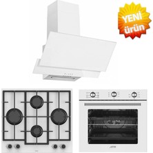 Afm Tech ve Ferre Markalı/ Real 6+1 Turbolu Beyaz Ankastre Set ( LN386  + FM7601 + FM3301W )