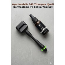 Elamour 140 Titanyum Iğneli Ayarlanabilir Iğne Ölçülü (0.25-3.0mm) - Saç Sakal Bakım Yağı Seti Siyah -